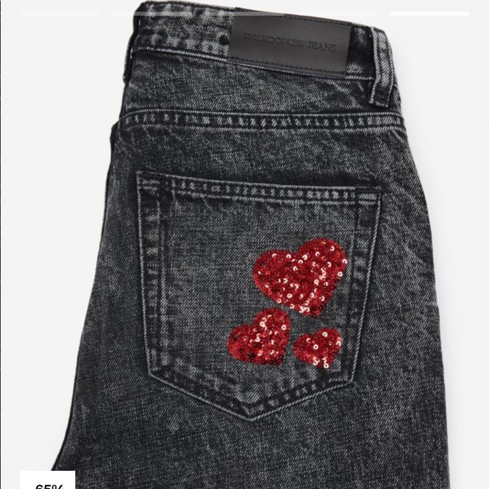 Kooples FADED BLACK RHINESTONE JIMMY JEANS